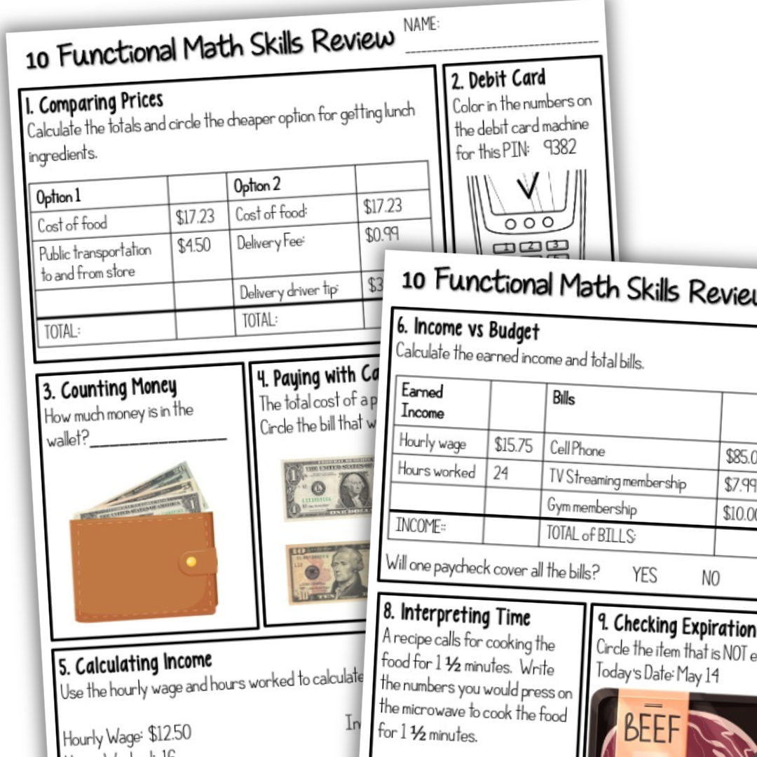 functional math worksheets