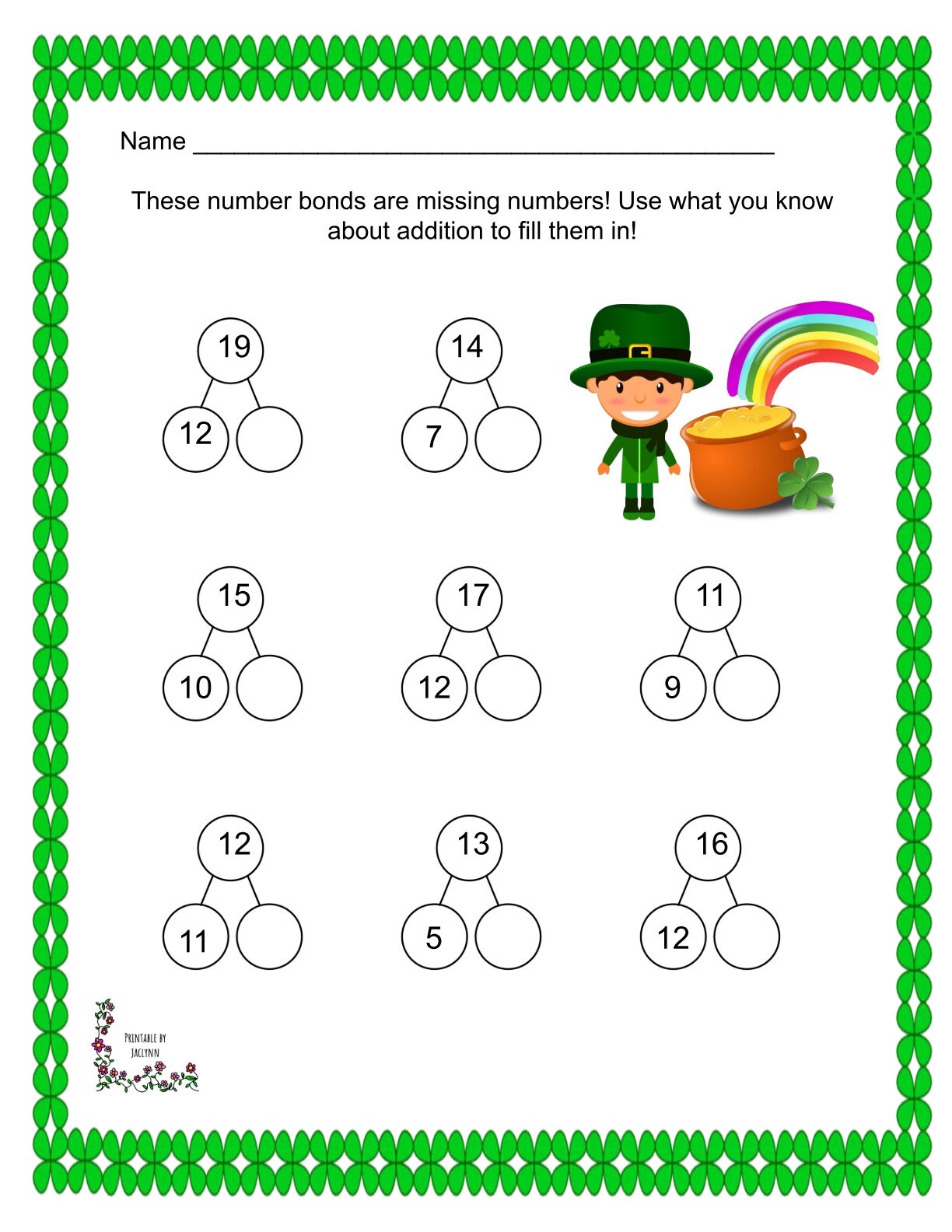 St Patrick’s Day Math Worksheets