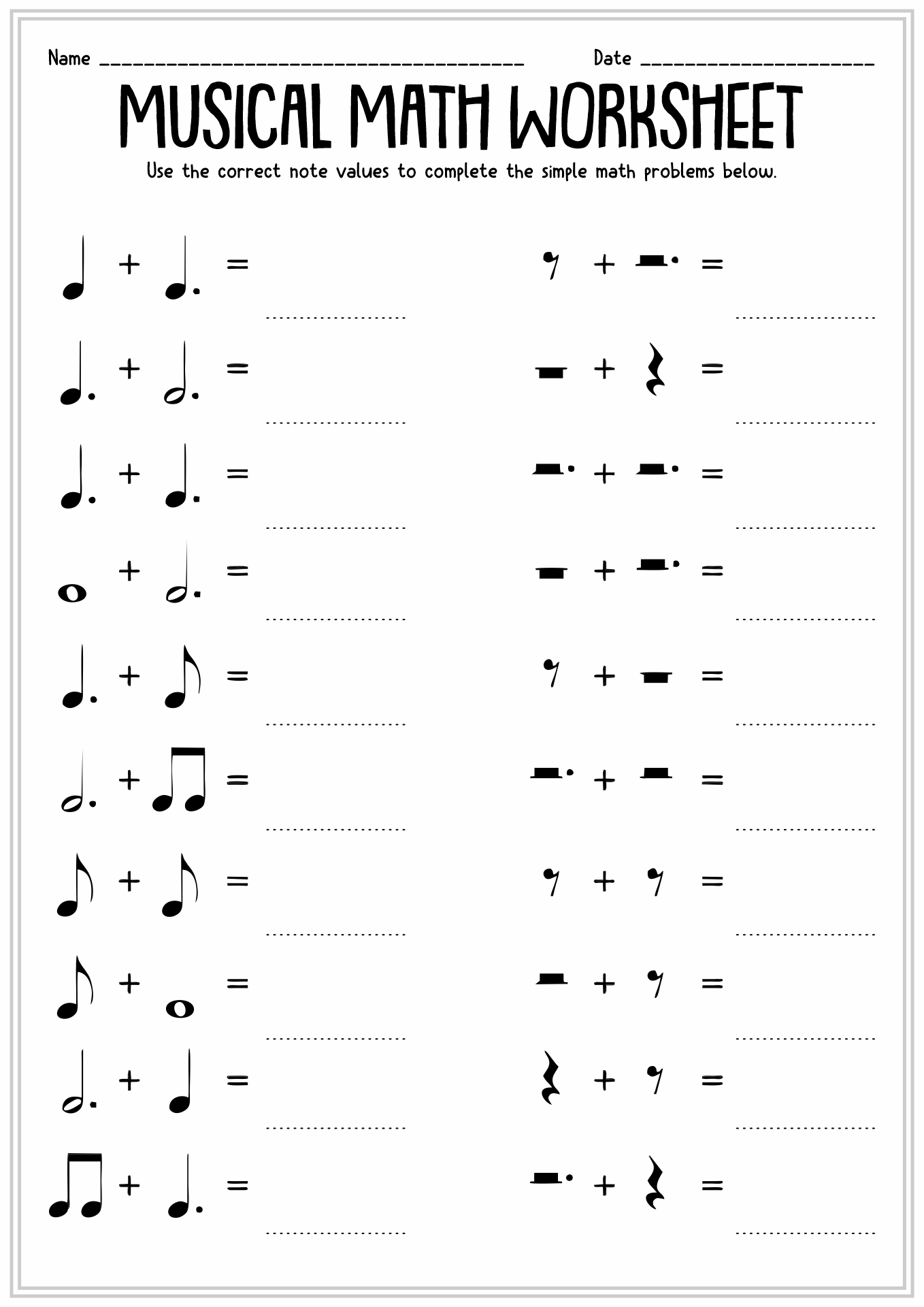 11 Music Theory Worksheets Note Value Free PDF At Worksheeto Worksheets Library