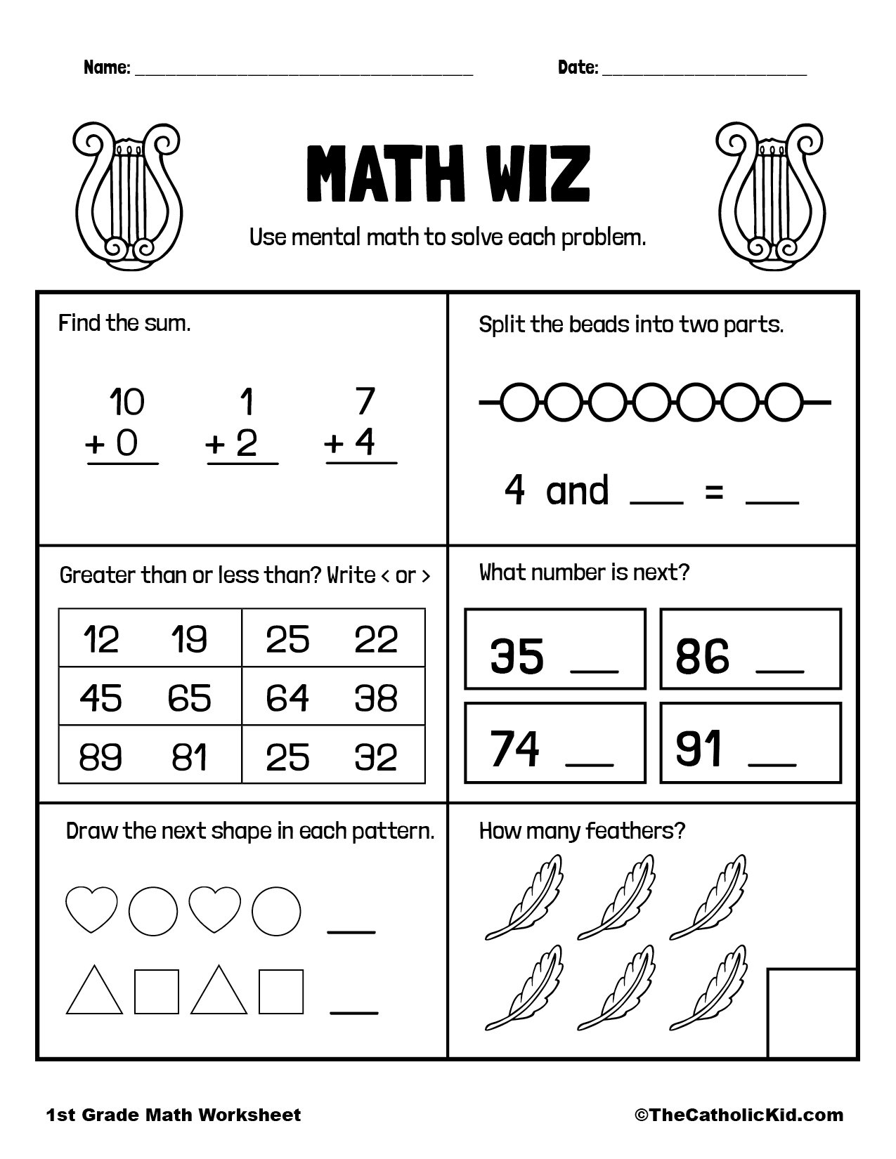 1st Grade Mental Math Practice Worksheet TheCatholicKid 1st Grade Mental Math Practice Worksheet TheCatholicKid