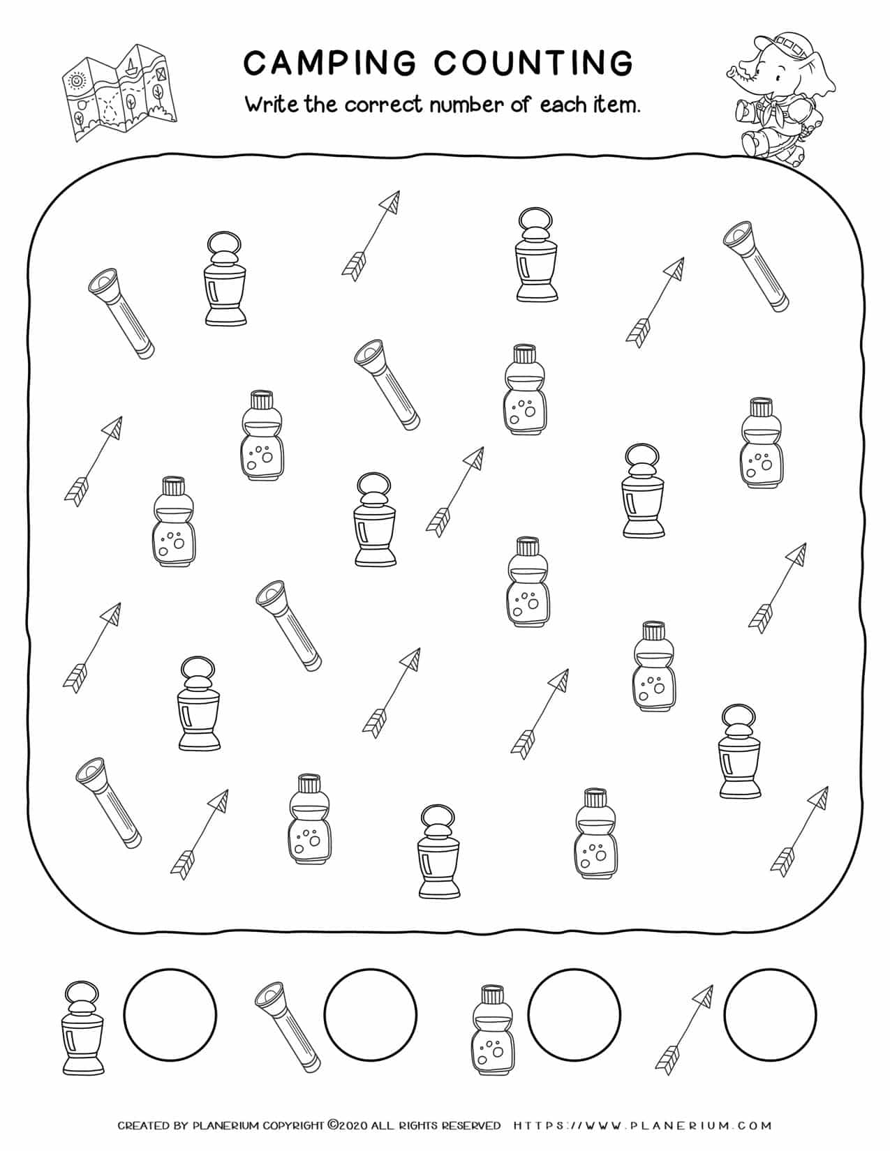 math camping worksheets printable