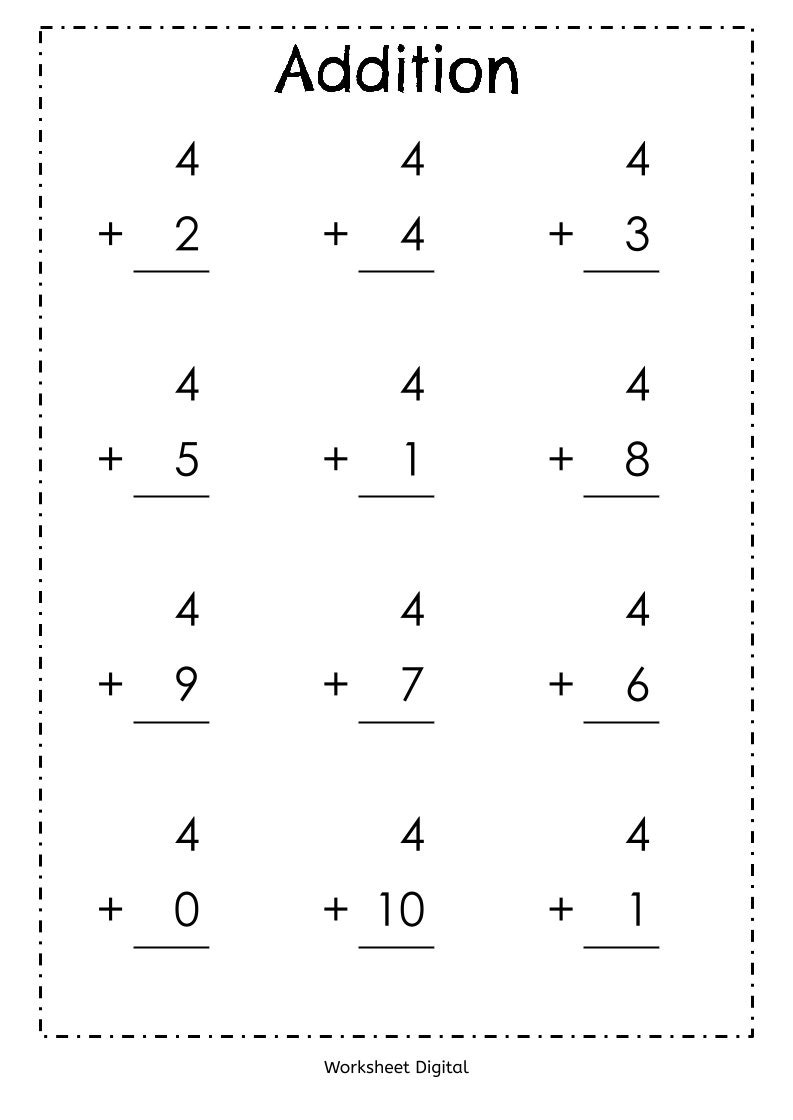 kindergarten math addition worksheets