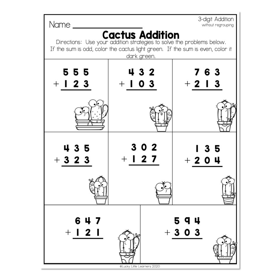Math Addition Without Regrouping Worksheets
