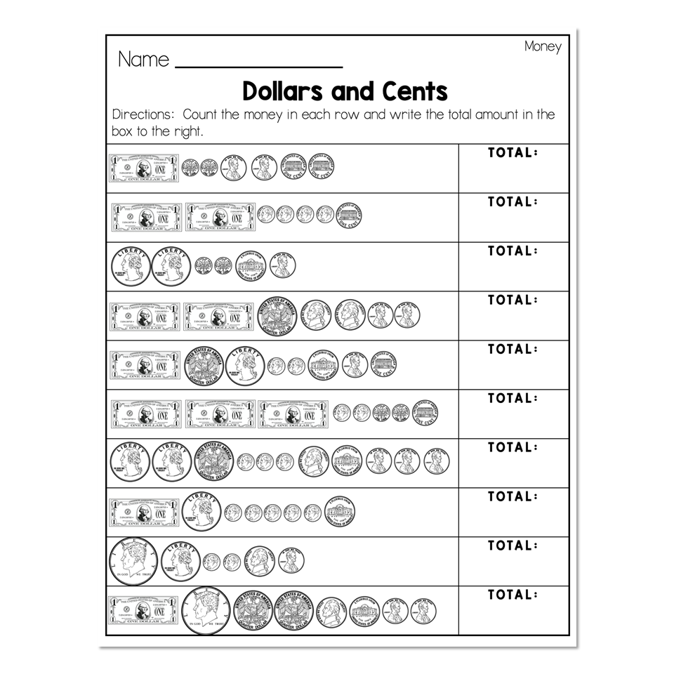 Math Worksheets Money