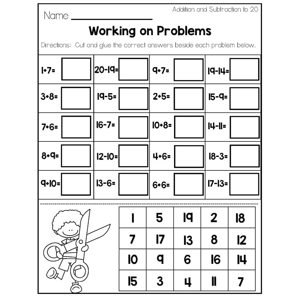 cut and paste math worksheets