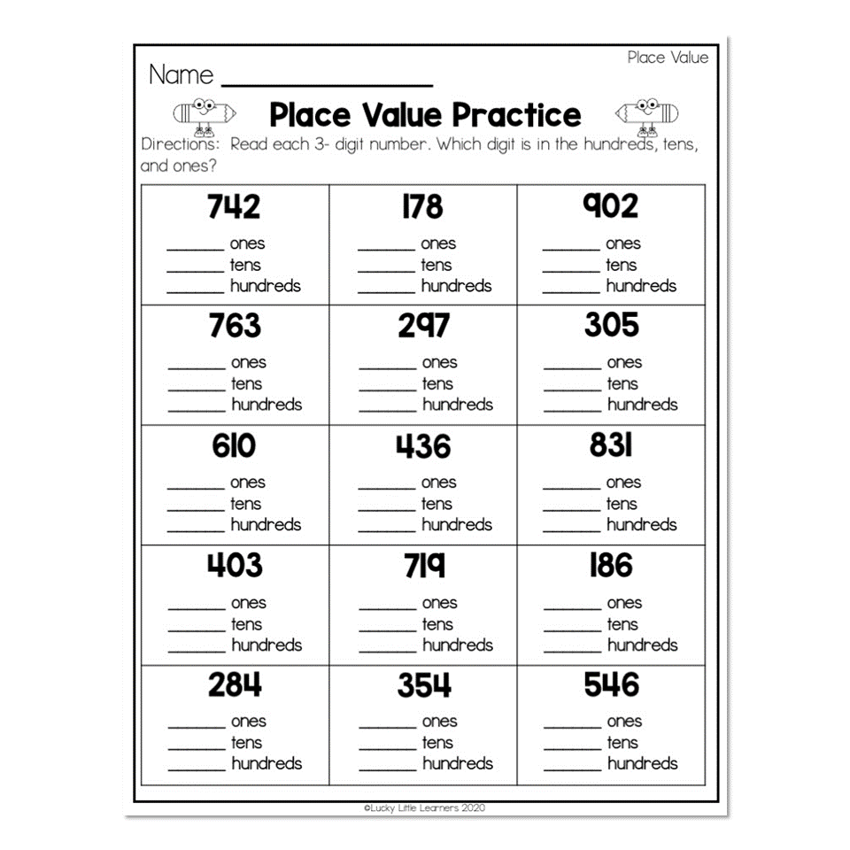 2nd Grade Math Worksheets Place Value Place Value Place Value Practice Lucky Little Learners