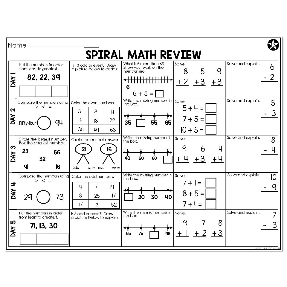 2nd Grade Spiral Math Week 13 Below Lucky Little Learners