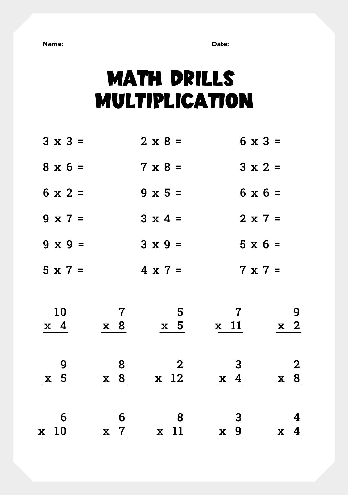math drill worksheets