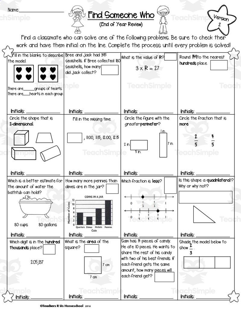3rd grade math review worksheets