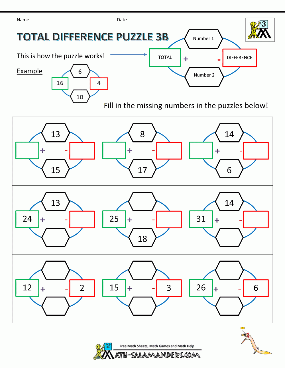 3rd Grade Math Puzzles Worksheets