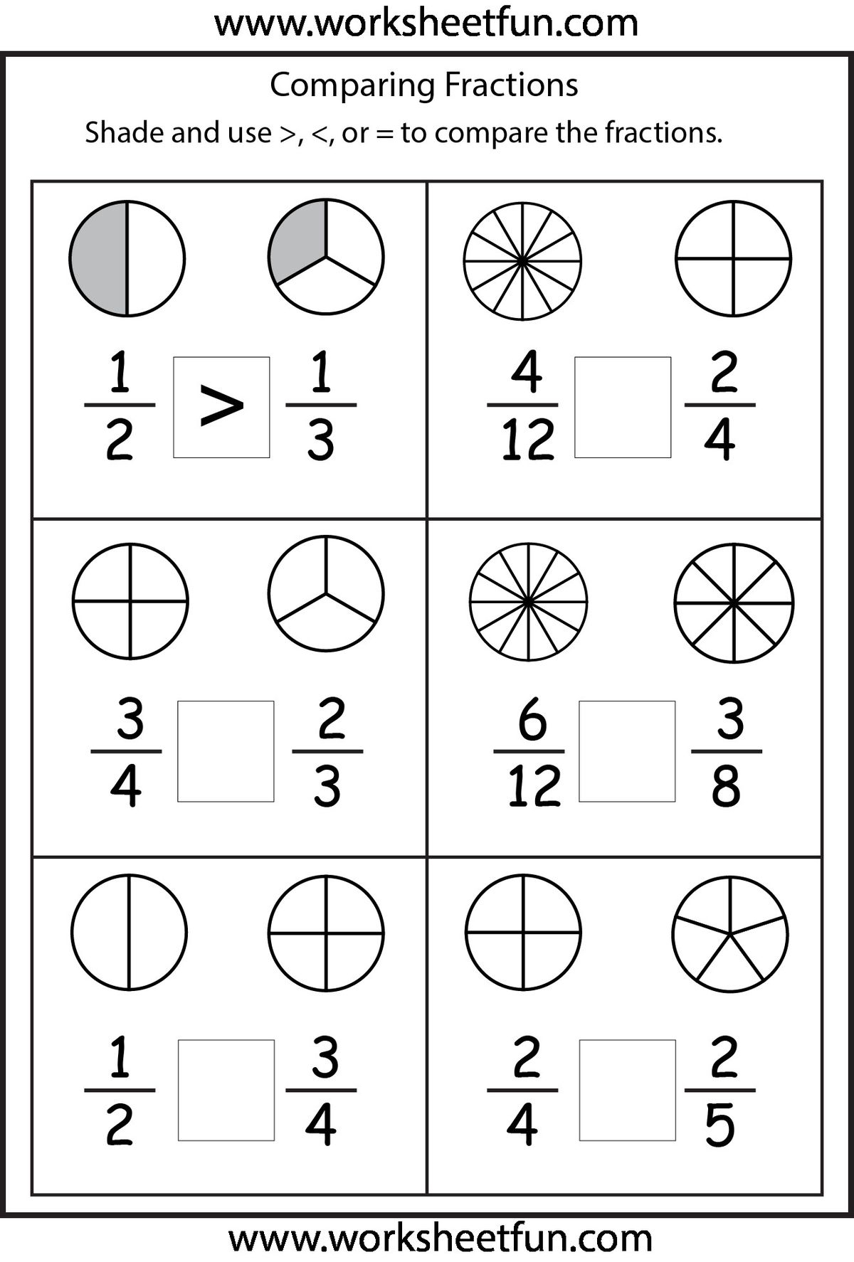 free math fraction worksheets