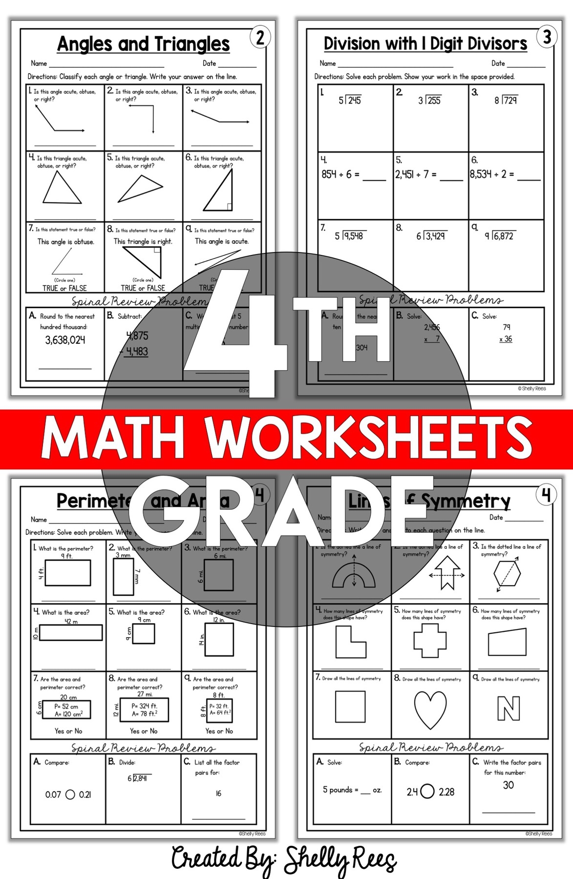 4th grade math worksheets free