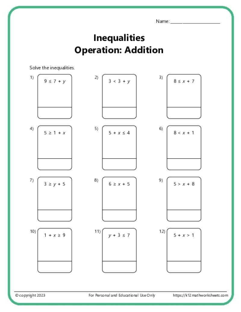 6th grade math worksheets printable