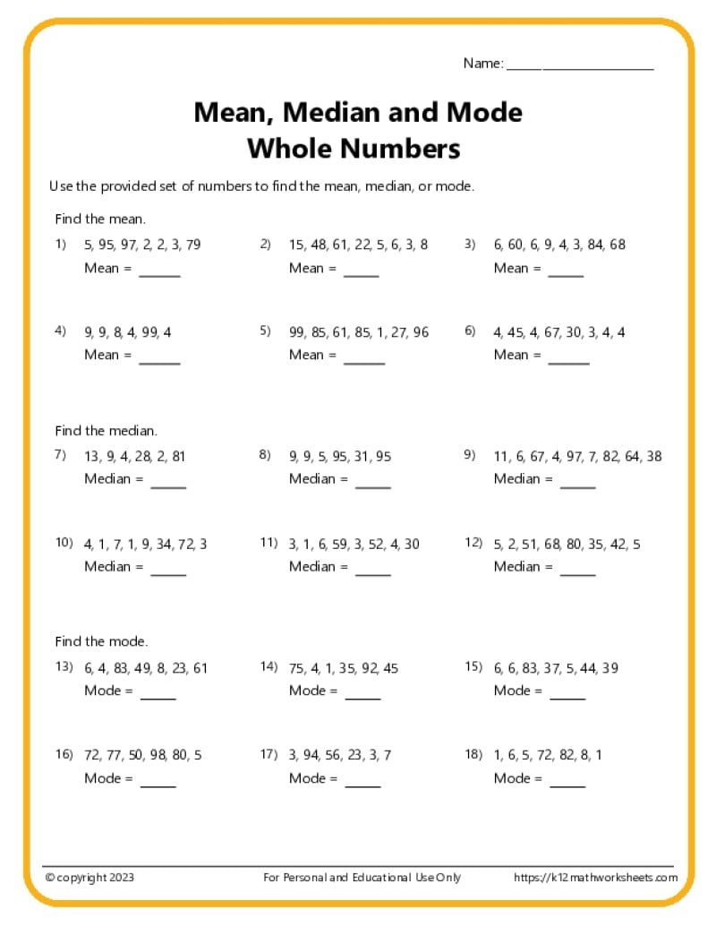 math worksheets 6th grade