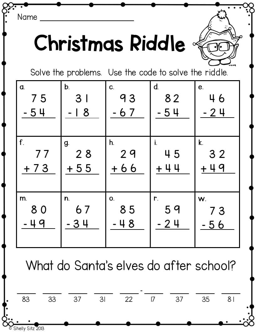 christmas math worksheets