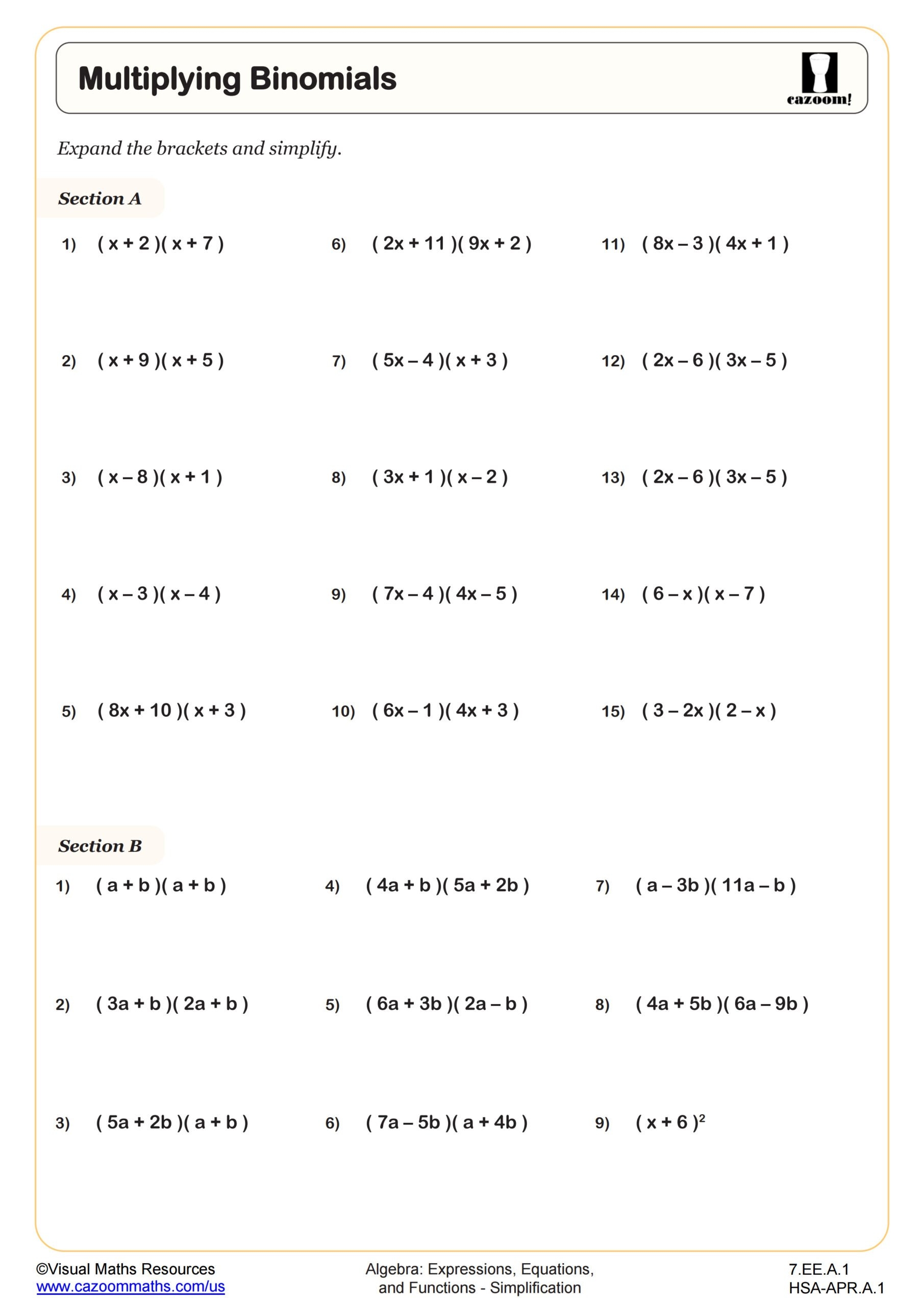 7th Grade Math Worksheets PDF Printable Worksheets
