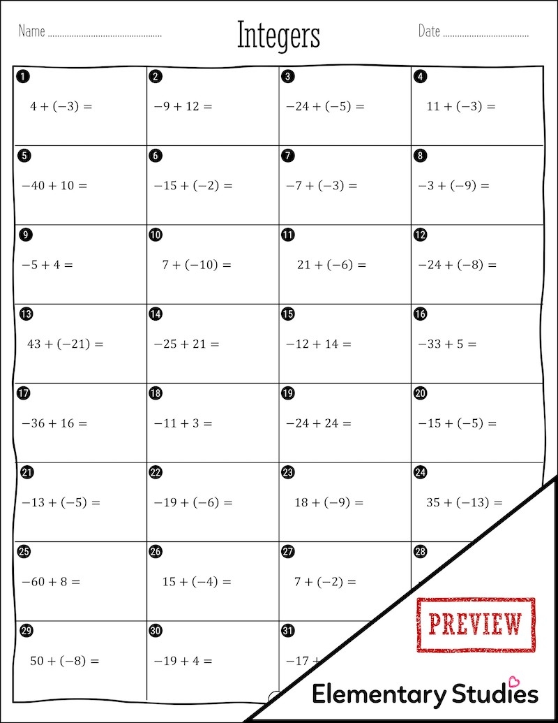 math adding and subtracting integers worksheets math adding and subtracting integers worksheets