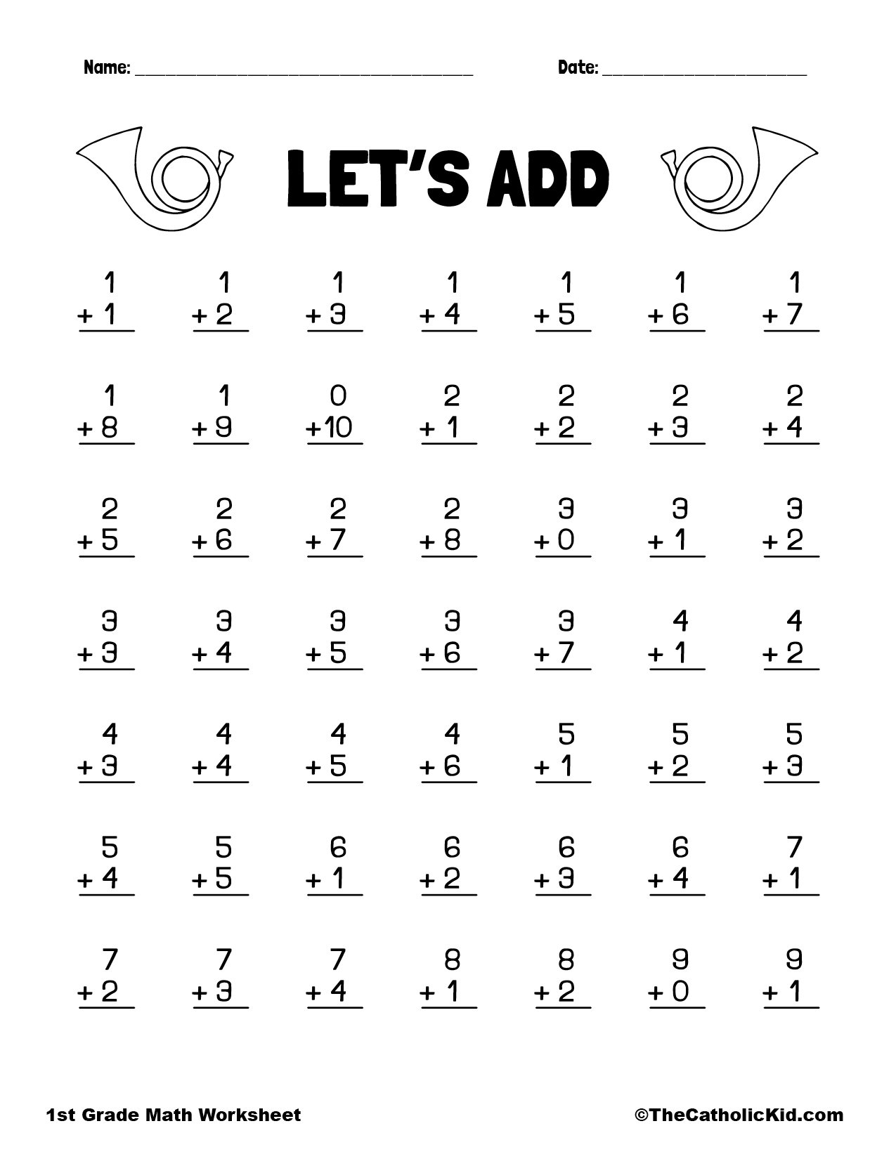 free first grade math worksheets