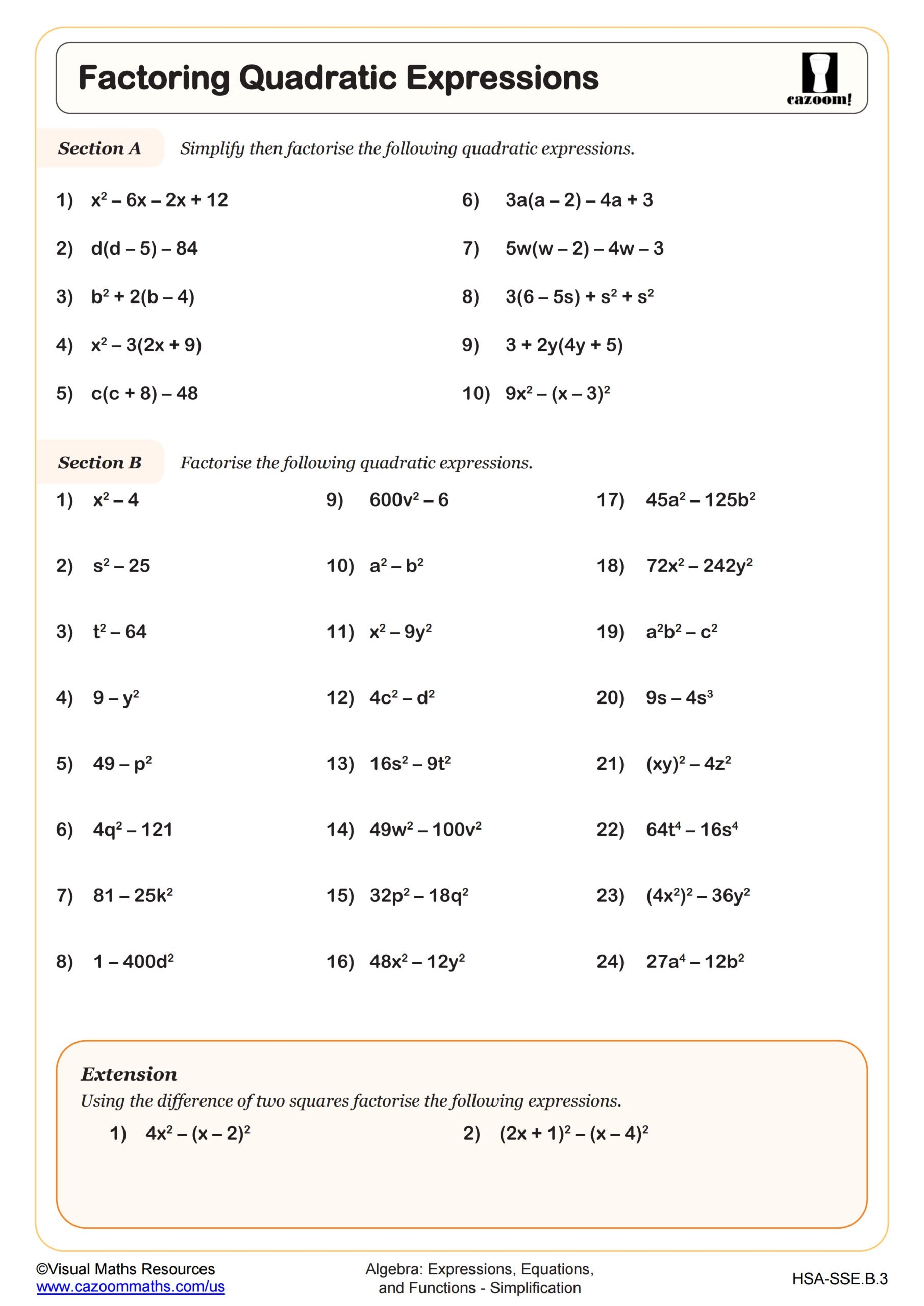 math algebra worksheets