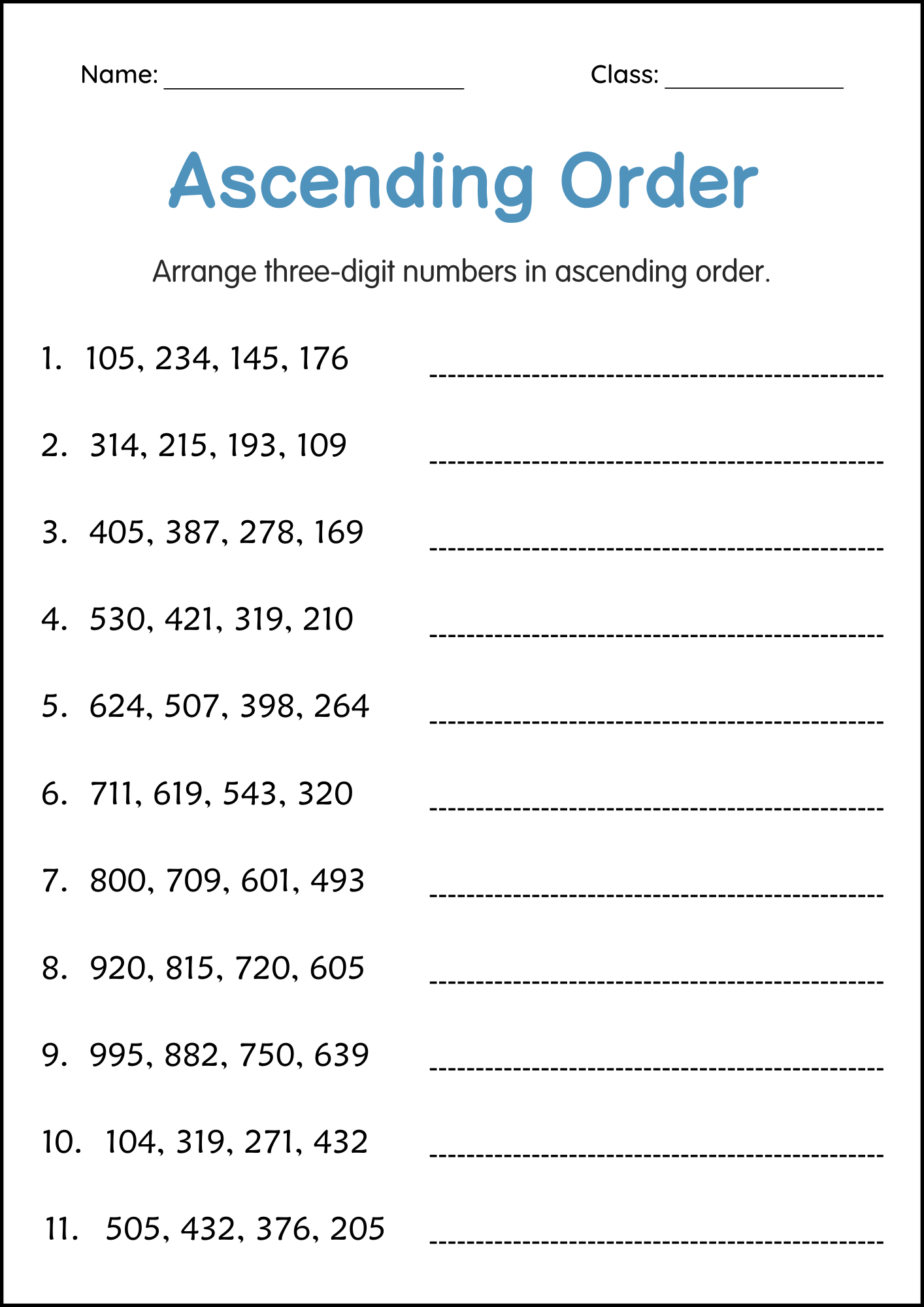 Maths Worksheet For Class 1