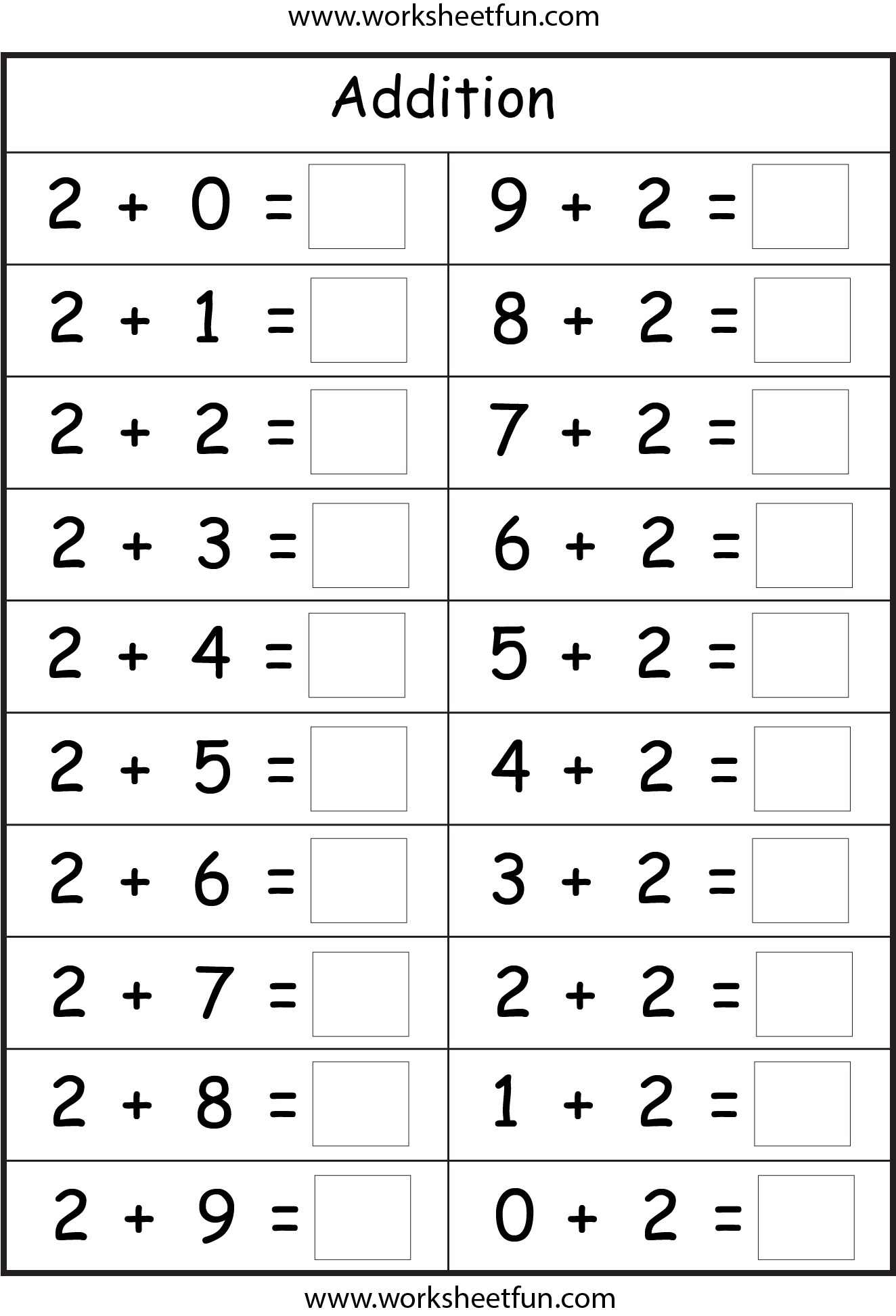 math fact worksheets
