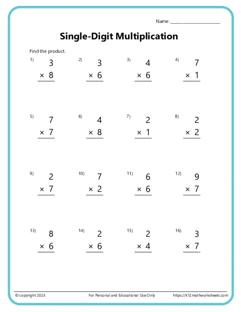 5th grade math worksheets multiplication