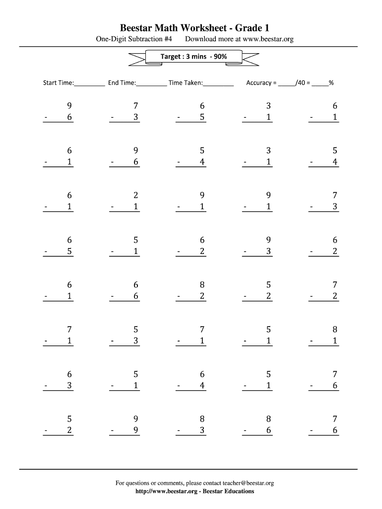 Beestar Math Worksheet