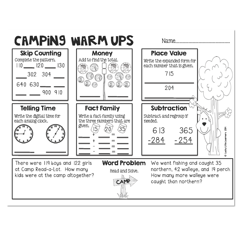 Camp Read A Lot Camp Read A Lot Math Warm Ups 2nd Grade Lucky Little Learners