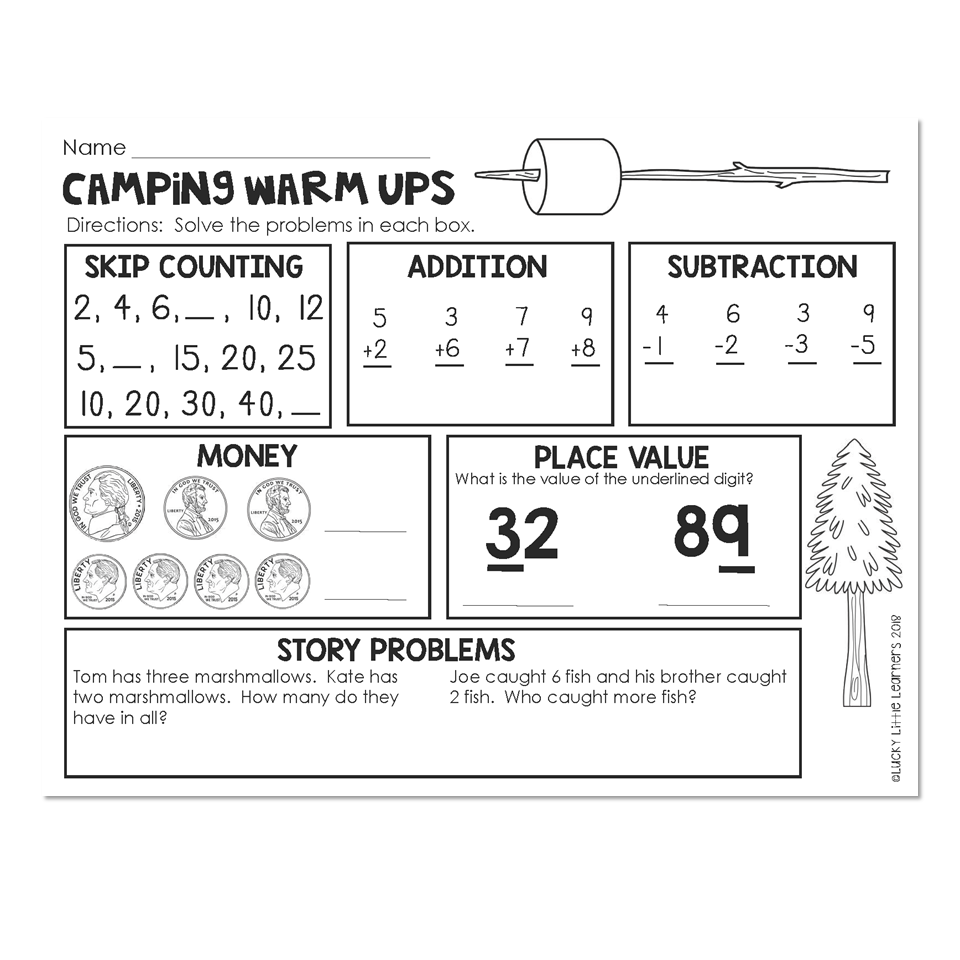Math Camping Worksheets