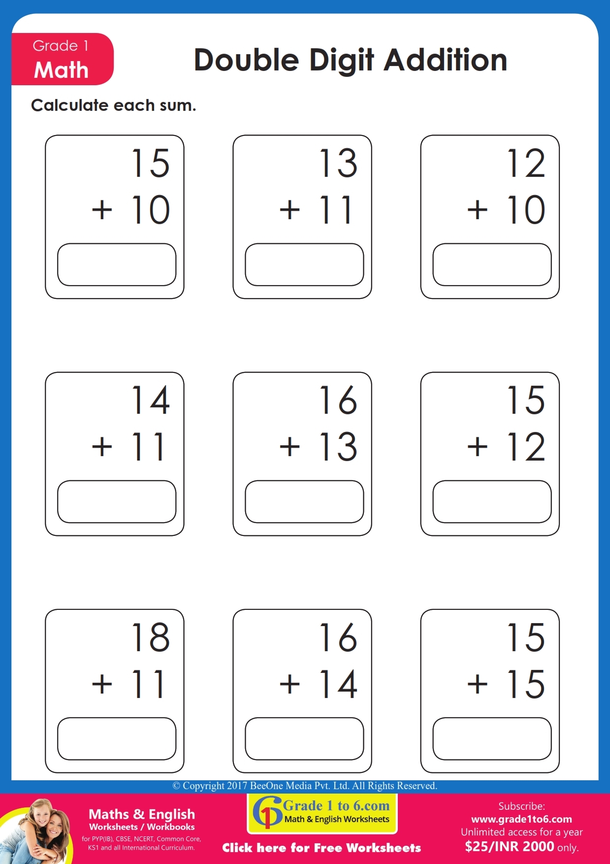 CBSE Class 1 Maths Worksheet Grade1to6 CBSE Class 1 Maths Worksheet Grade1to6