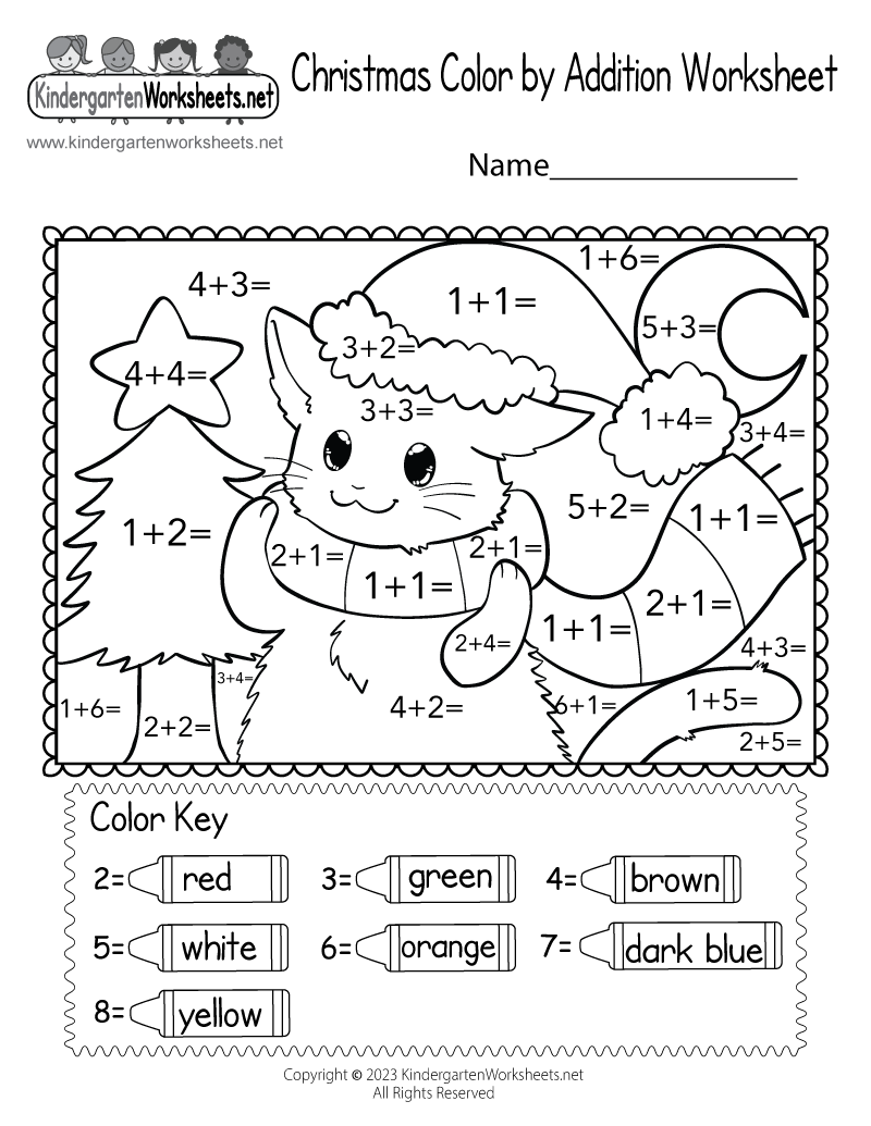 Christmas Coloring Math Worksheets