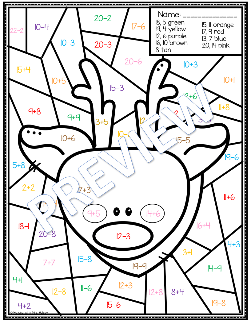 Christmas Color By Number Addition And Subtraction My WordPress