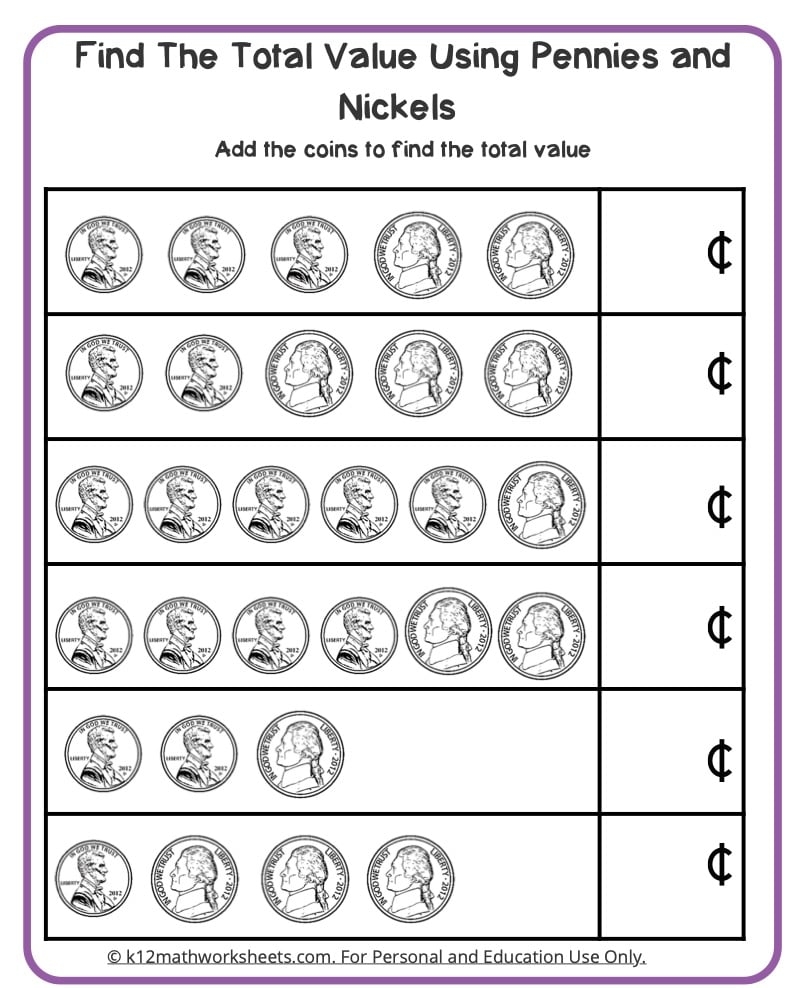 money math worksheets