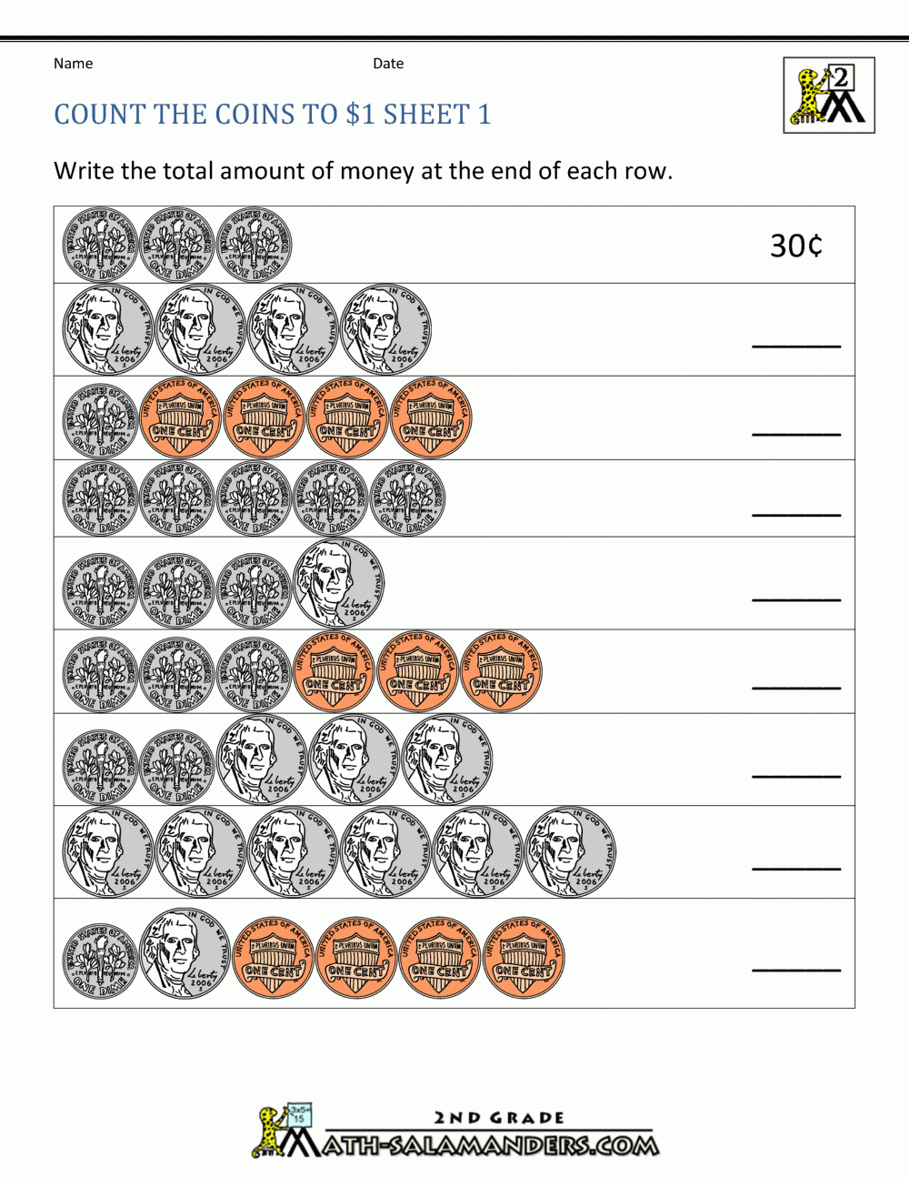 Coin Math Worksheets