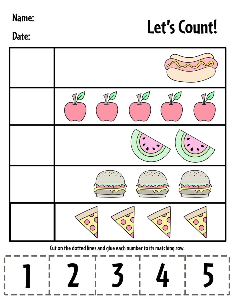 Cut And Paste Numbers 1 5 Worksheets For Preschool The Hollydog Blog