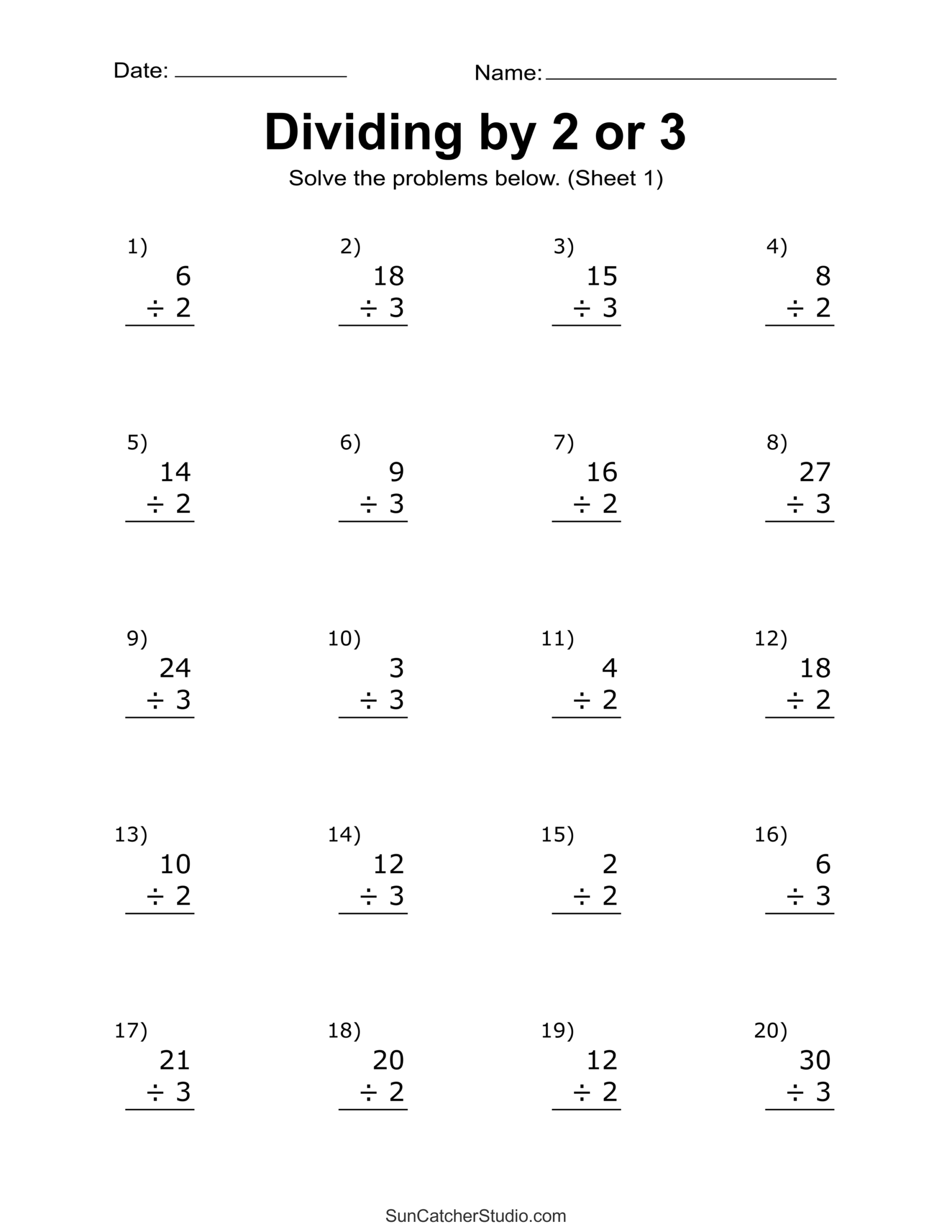 Math Division Worksheets