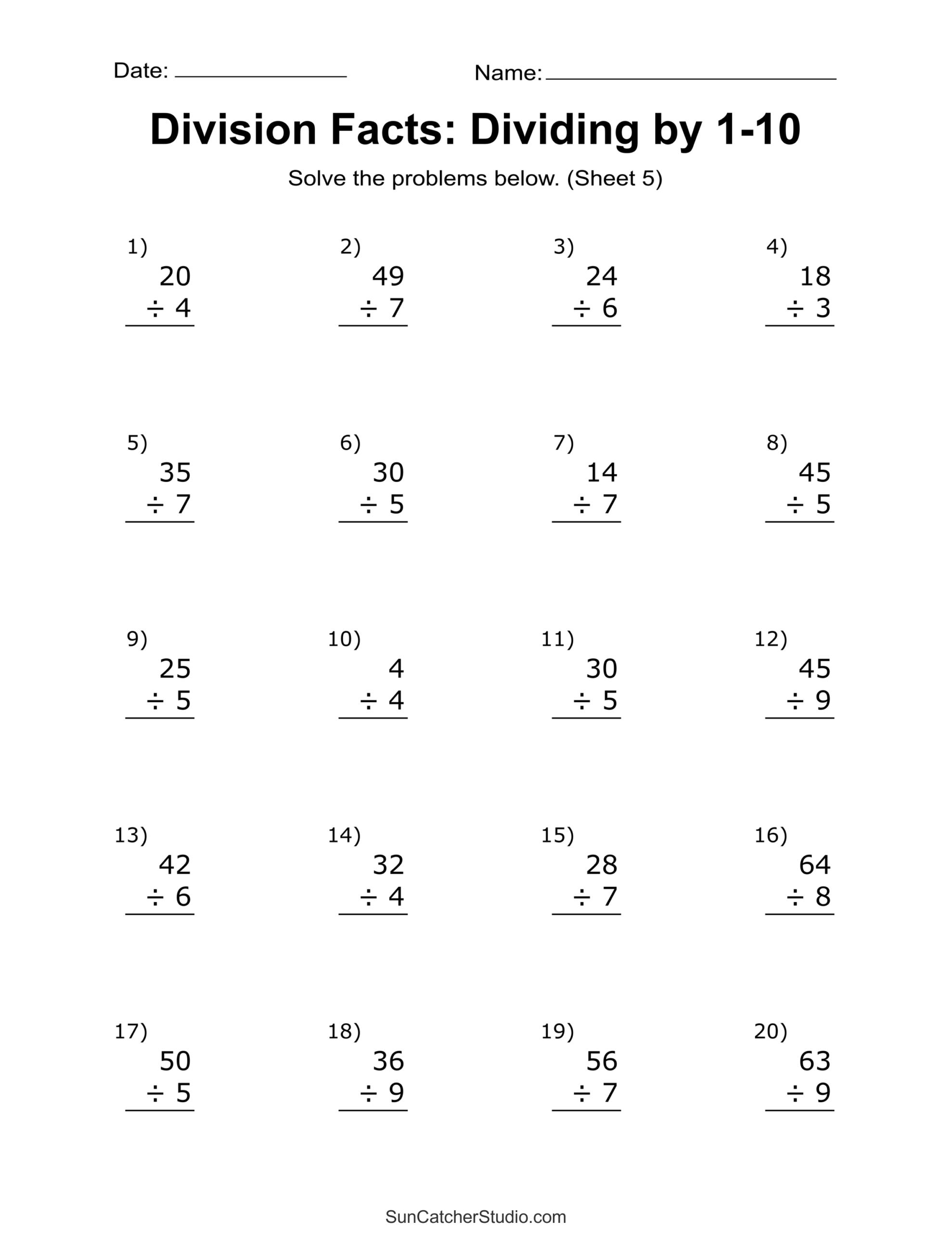 Division Worksheets Problems Free Printable Math Drills Free Printables Monograms Design Tools Patterns DIY Projects