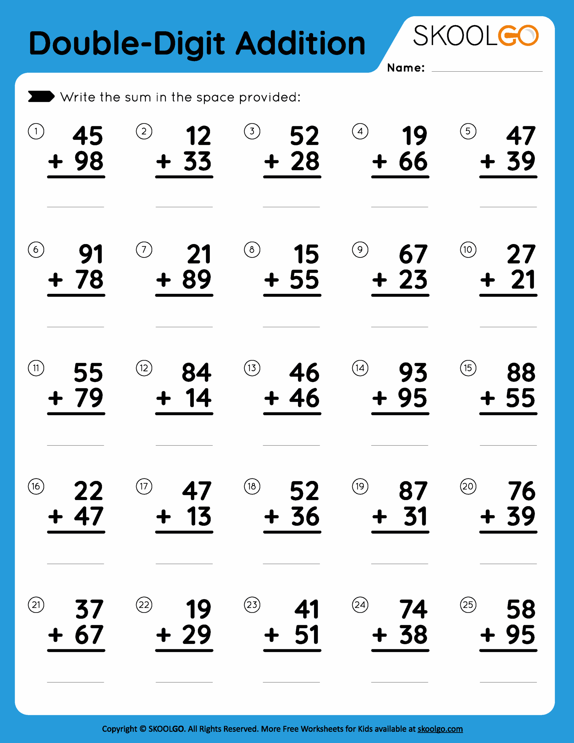 two digit mental math worksheet pdf