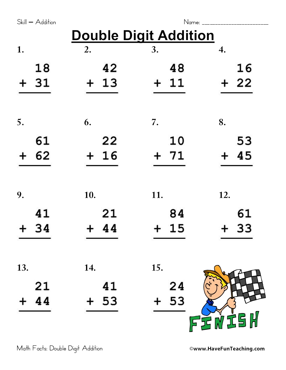 Double Digit Math Worksheets