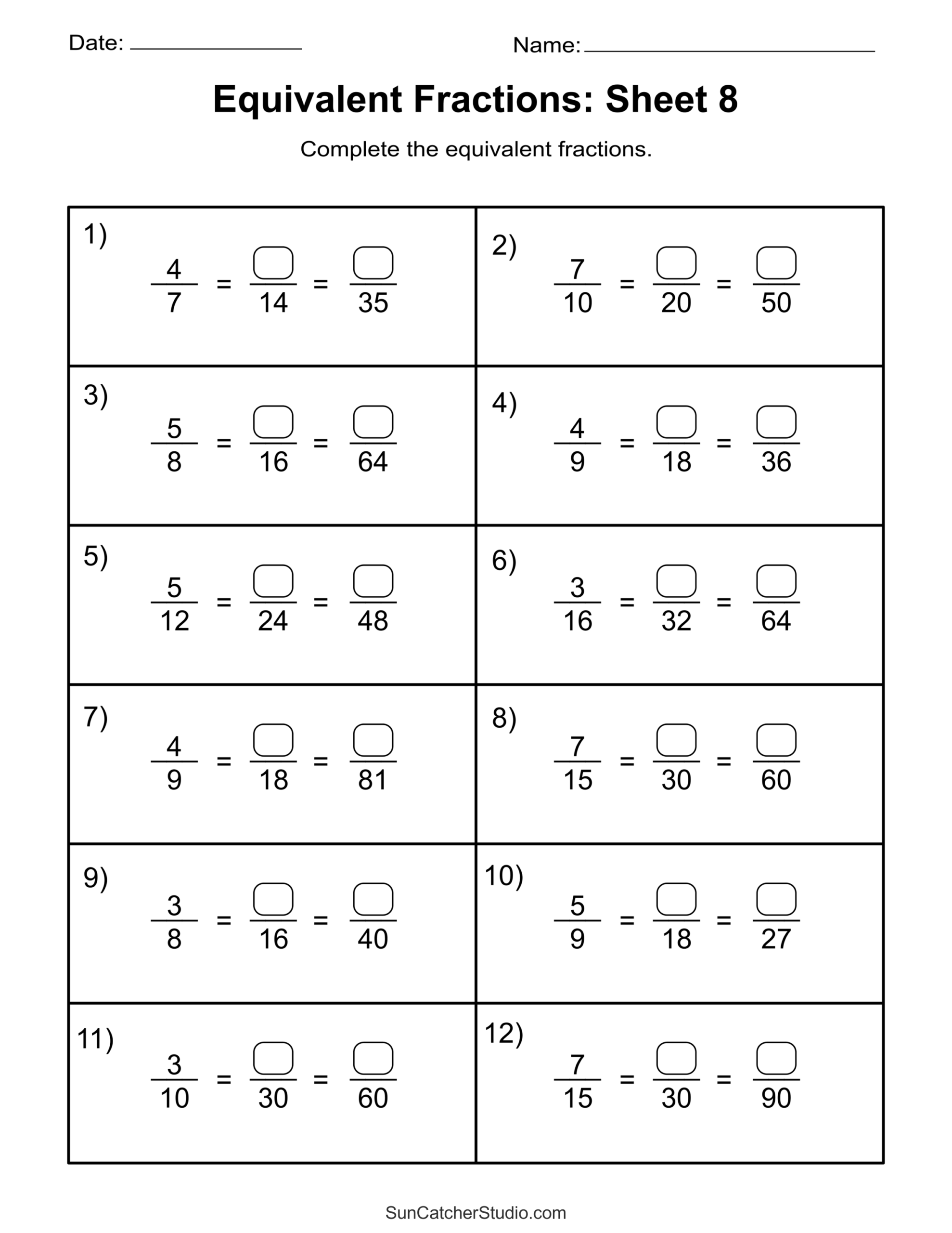 Equivalent Fractions Finding And Writing Equal Fractions Free Printables Monograms Design Tools Patterns DIY Projects