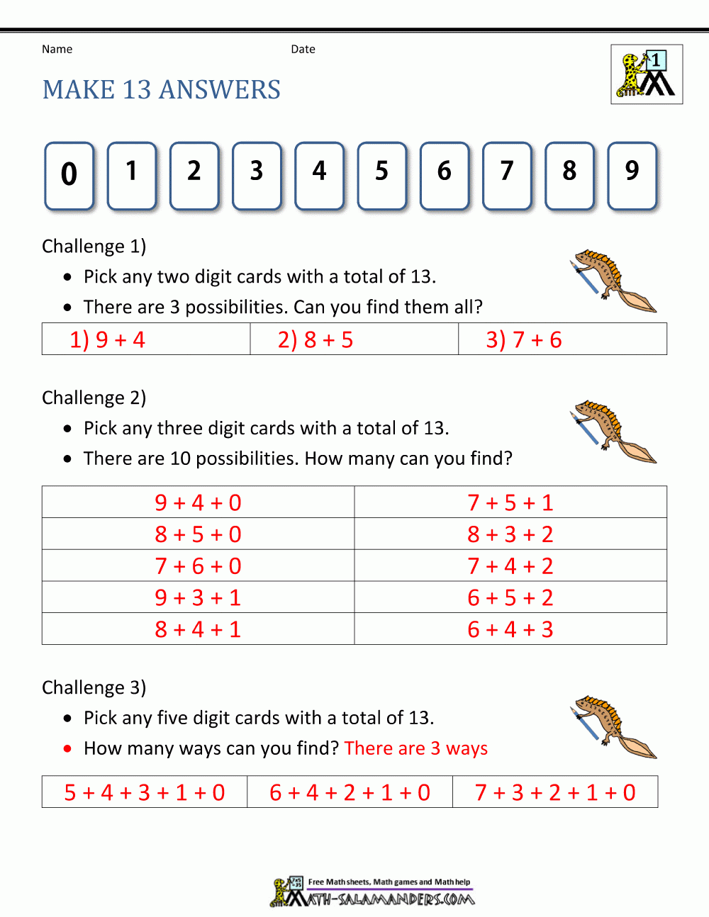 First Grade Math Problems Worksheets Library