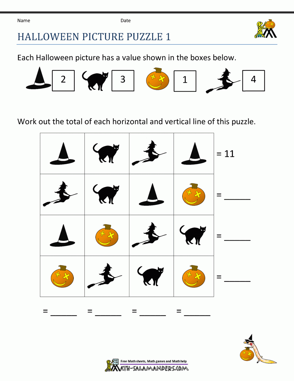 Halloween Math Worksheets