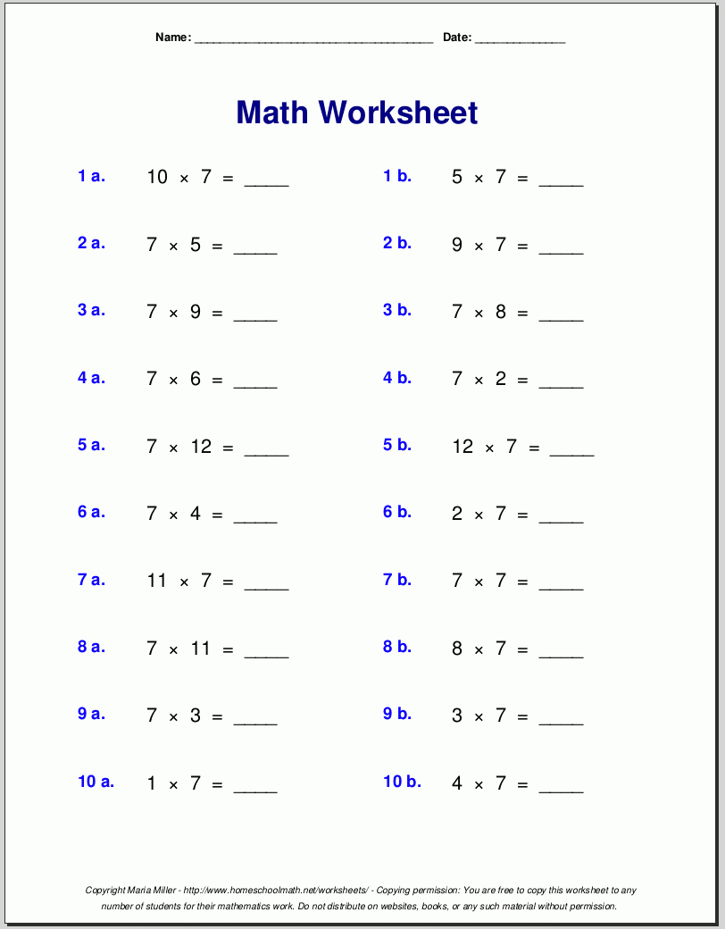 Math Problems Worksheets