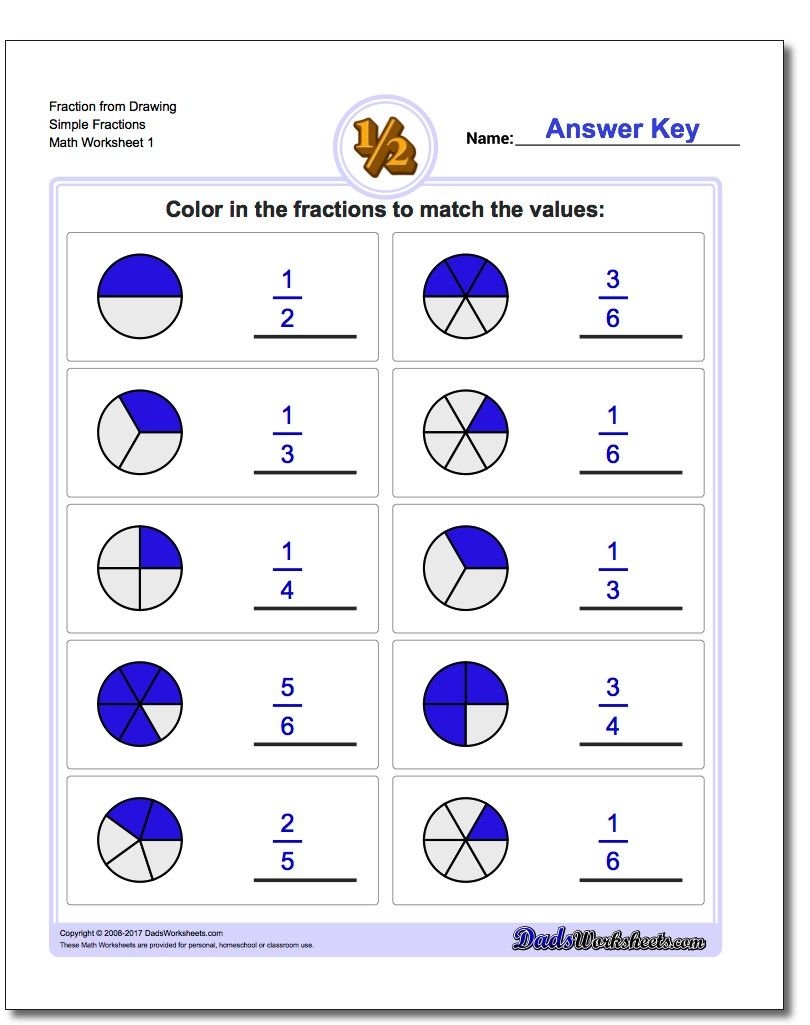 Free Math Worksheets For Graphic Fractions Problems Fractions Worksheets Library
