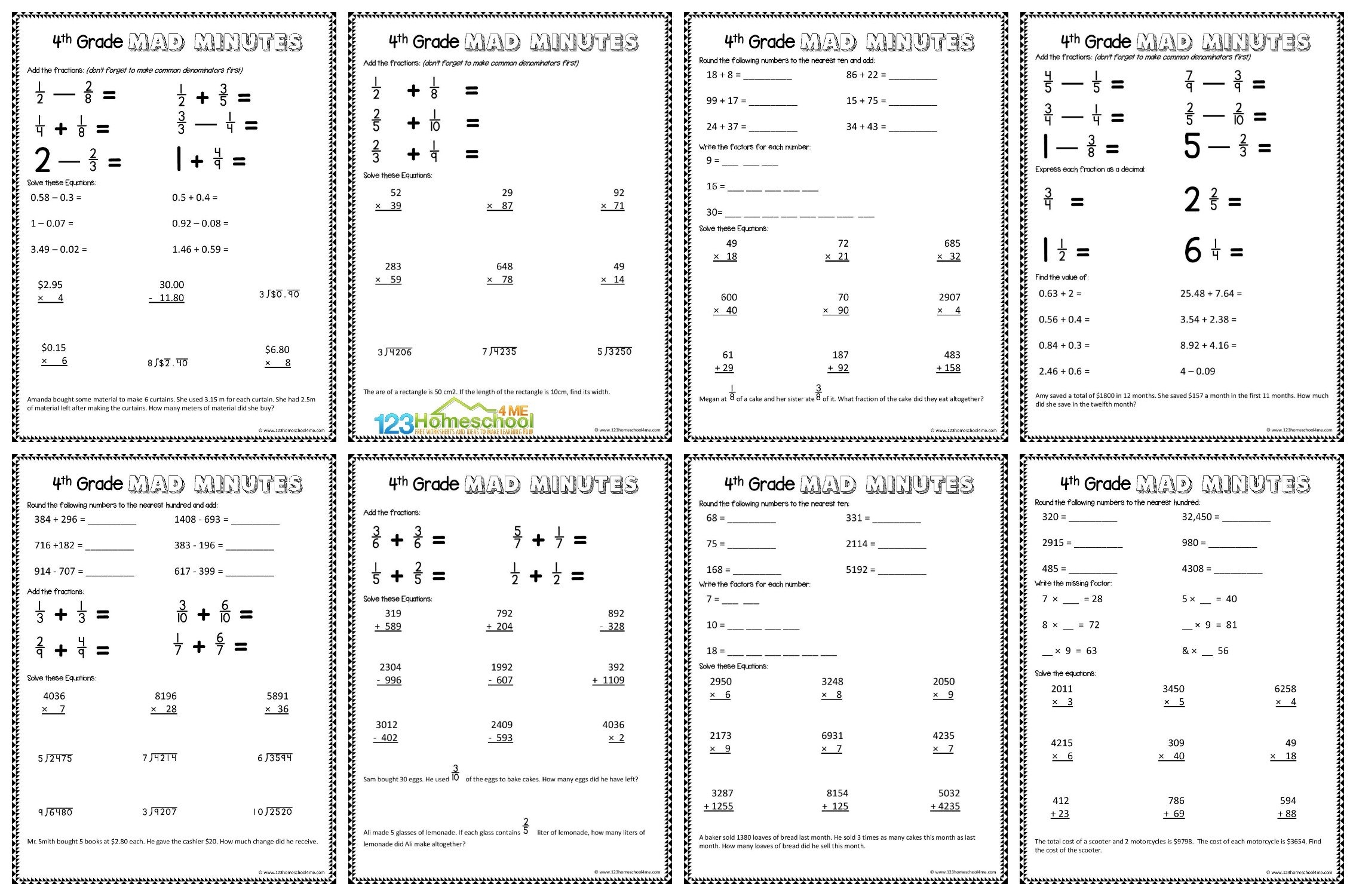 Fun Math Worksheets For 4th Graders