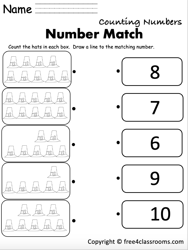 worksheets for kindergarten math counting