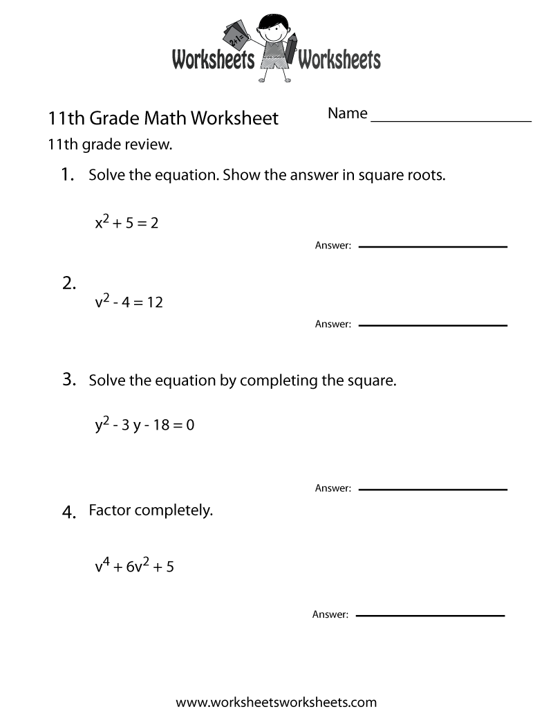 11th grade math worksheets