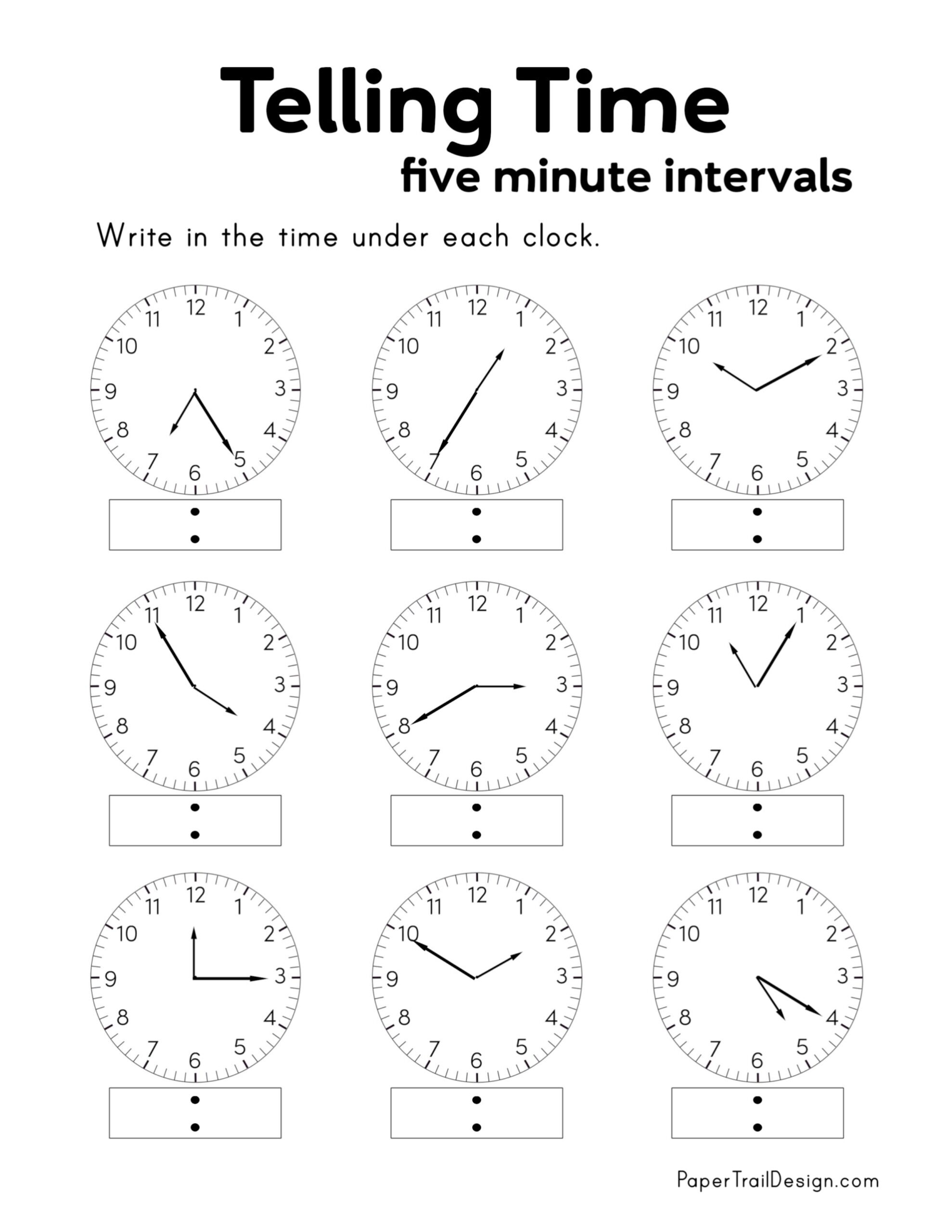 Free Math Time Worksheets
