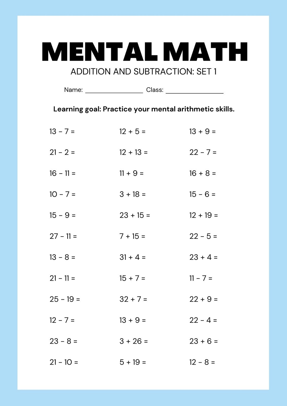 Free Subtraction Worksheet Templates To Edit And Print Canva