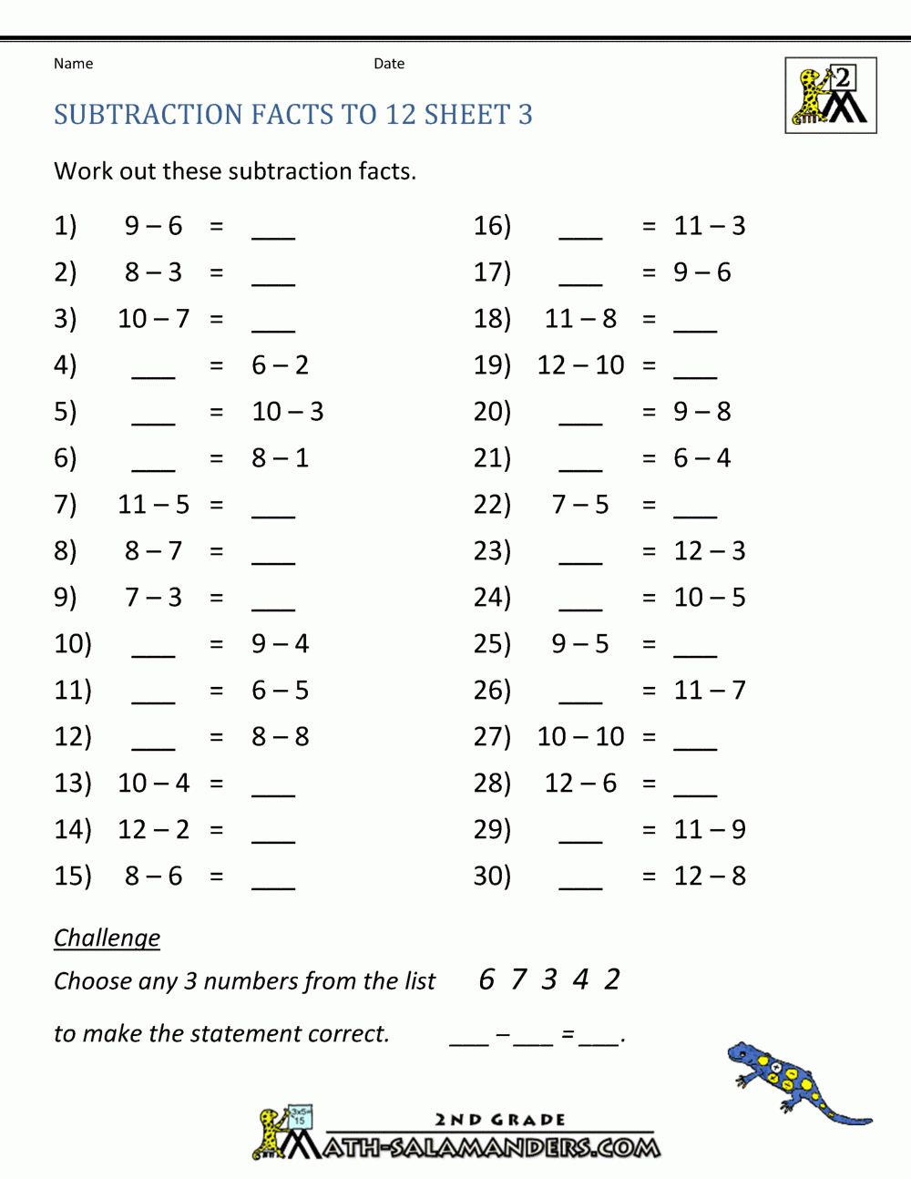math worksheets for 12th grade